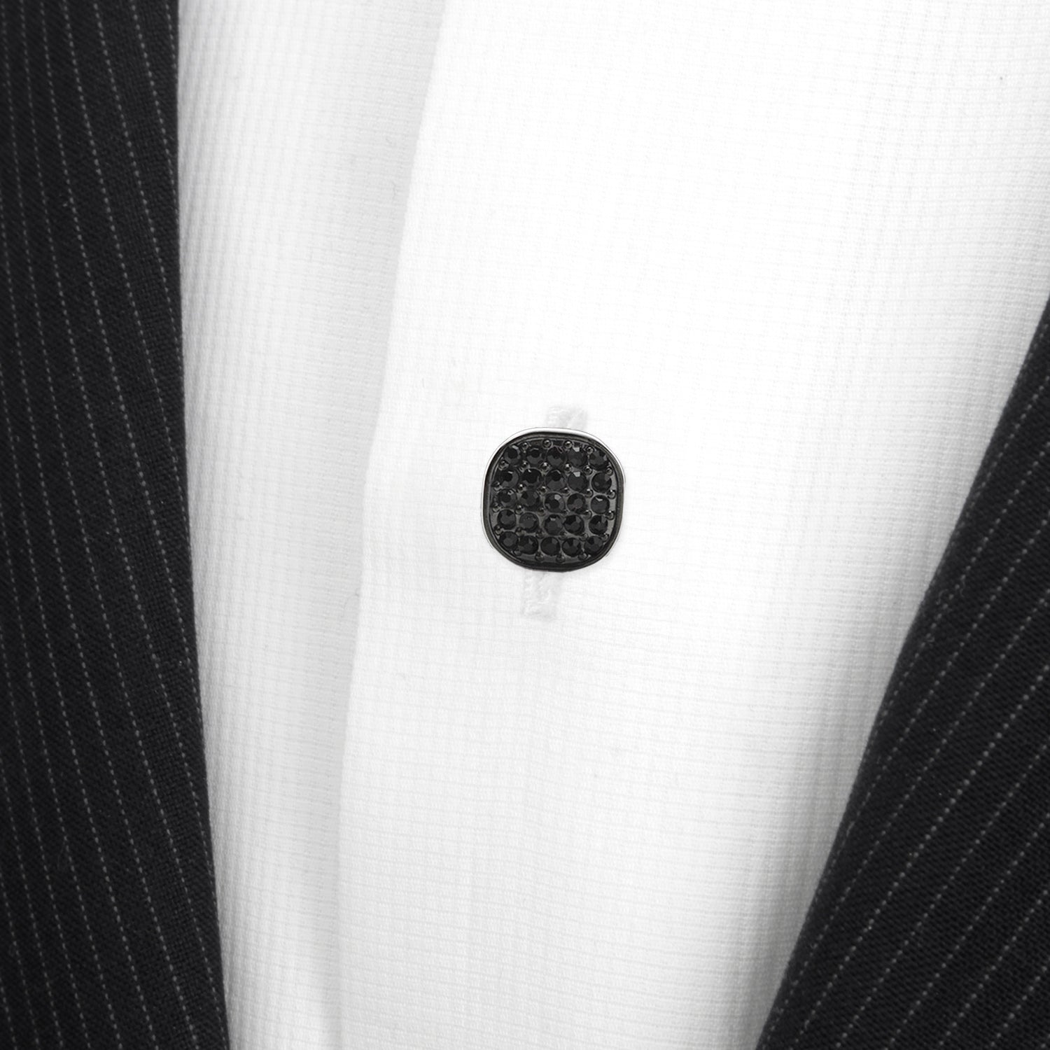 Black Stainless Steel Black Pave Crystal 5-Studs by Cufflinks.com