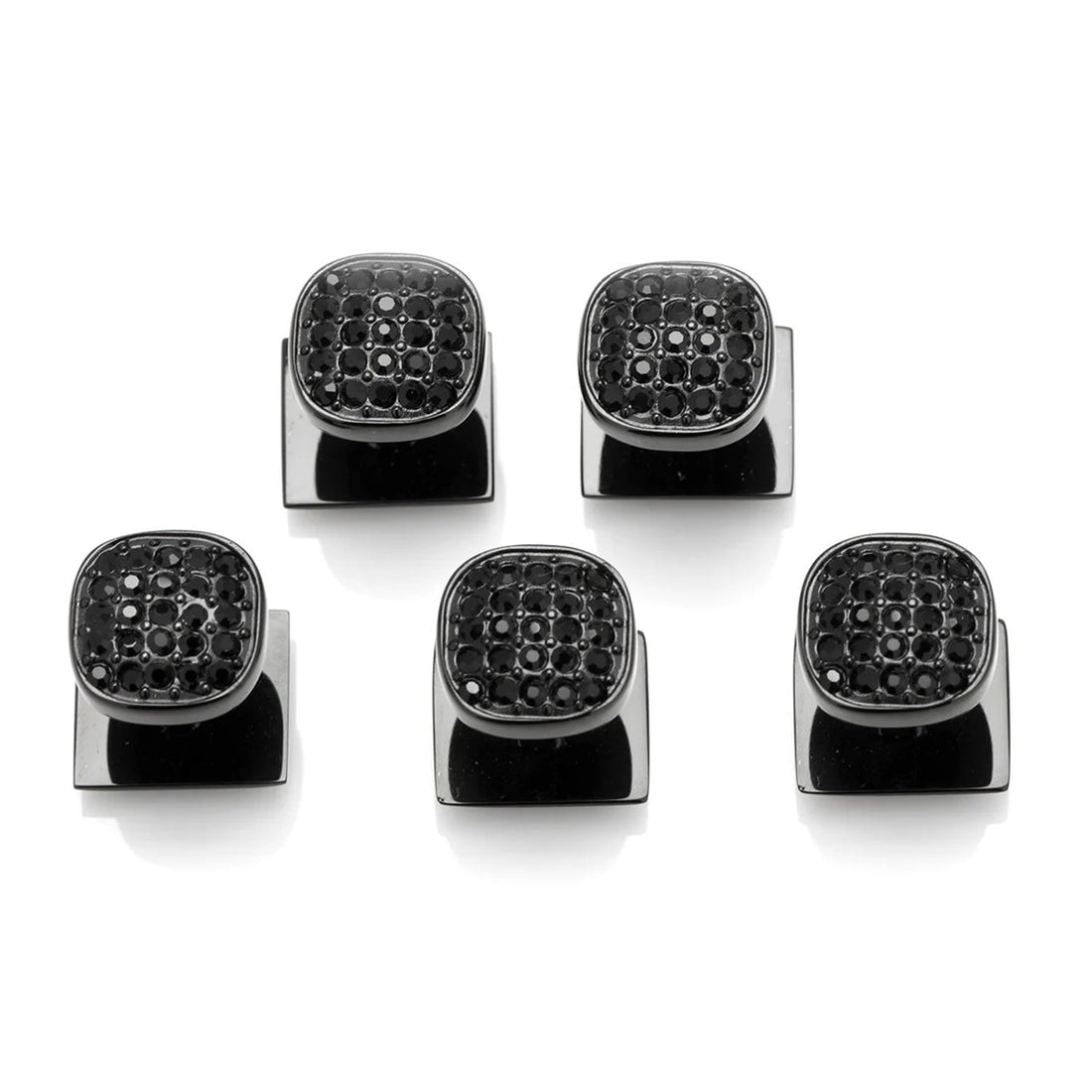 Black Stainless Steel Black Pave Crystal 5-Studs by Cufflinks.com