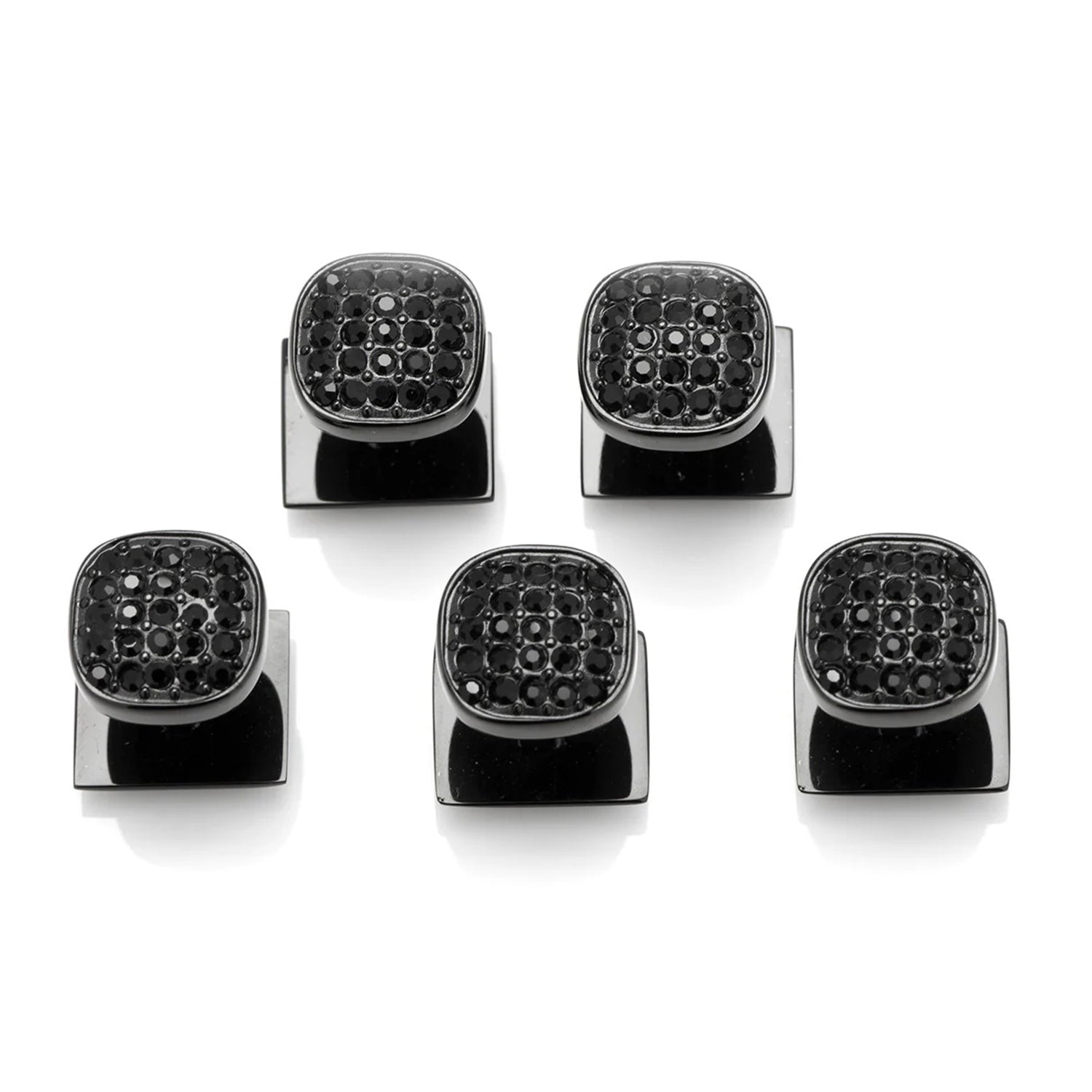 Black Stainless Steel Black Pave Crystal 5-Studs by Cufflinks.com