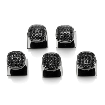Black Stainless Steel Black Pave Crystal 5-Studs by Cufflinks.com