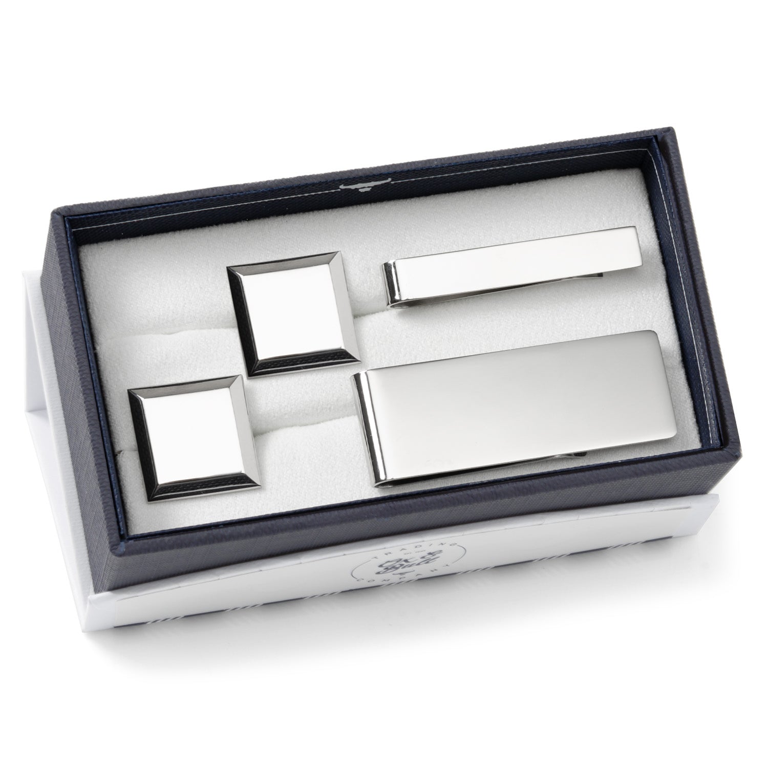 Engravable Beveled Square 3-Piece Gift Set by Cufflinks.com