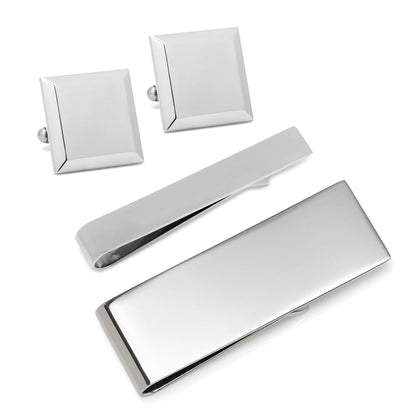 Engravable Beveled Square 3-Piece Gift Set by Cufflinks.com