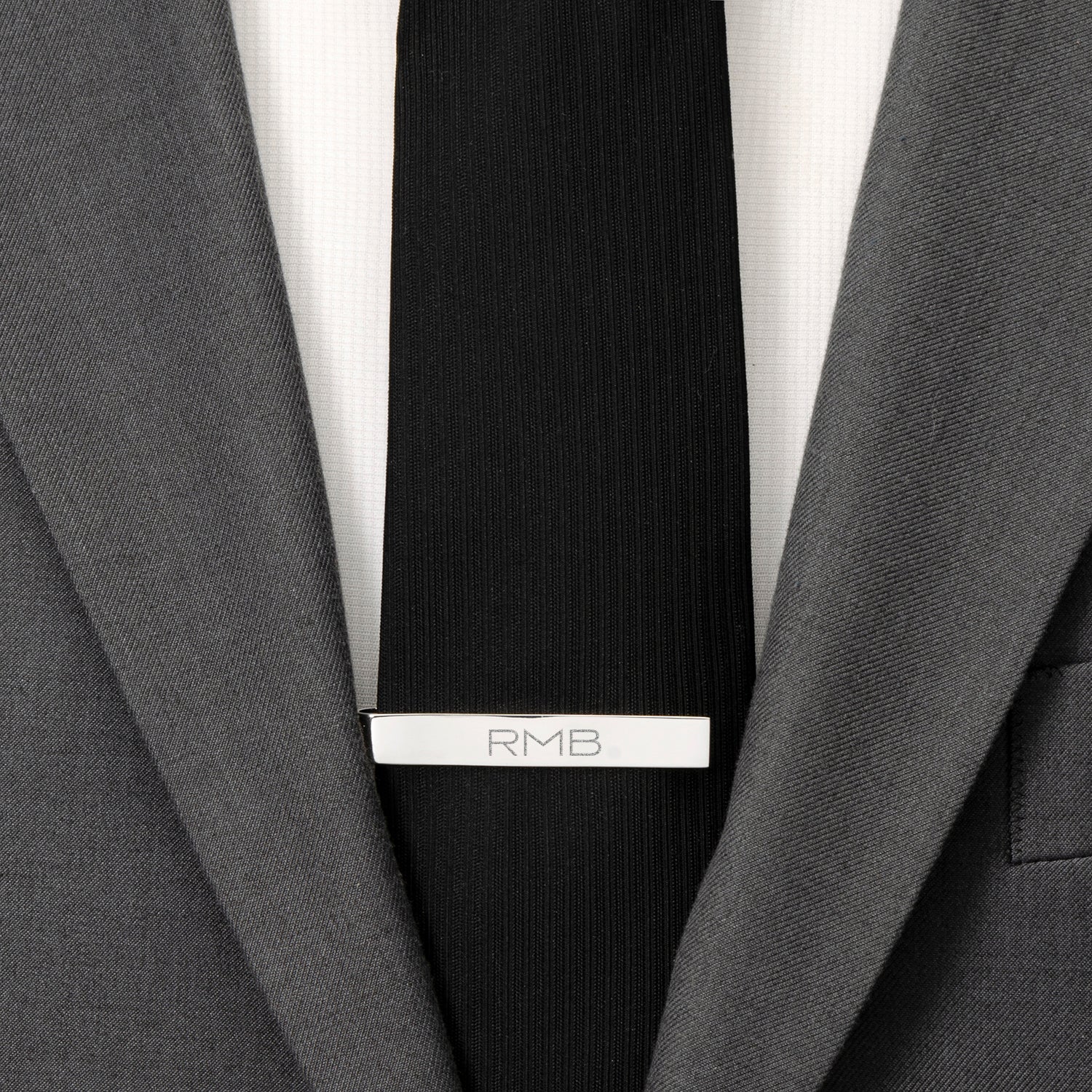 Stainless Steel Beveled Square Engravable Cufflinks and Tie Bar Gift Set by Cufflinks.com