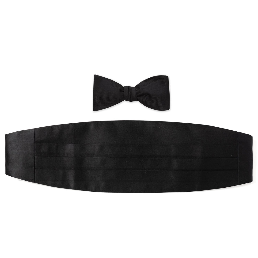 Black Silk Cummerbund and Bowtie Set by Cufflinks.com
