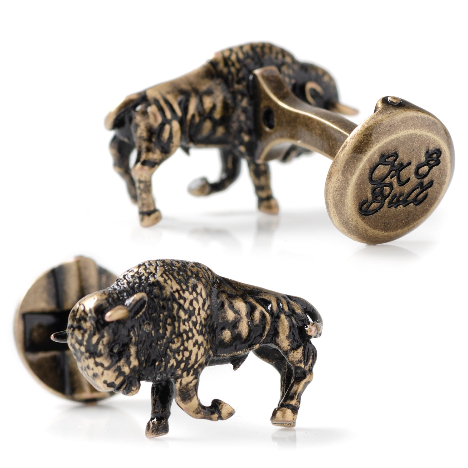 Antique Bronze Bison Cufflinks by Cufflinks.com