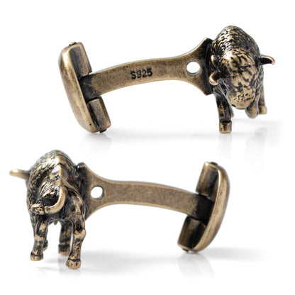 Antique Bronze Bison Cufflinks by Cufflinks.com