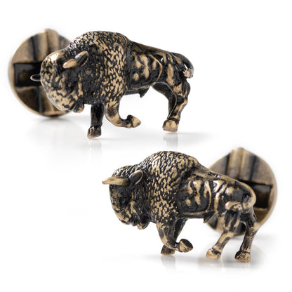 Antique Bronze Bison Cufflinks by Cufflinks.com