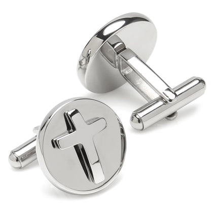 Cross Stainless Steel Cufflinks and Tie Clip Gift Set