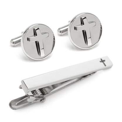 Cross Stainless Steel Cufflinks and Tie Clip Gift Set by Cufflinks.com