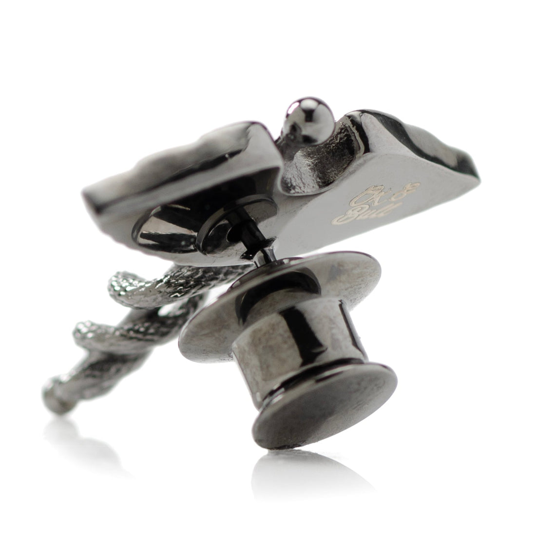 Caduceus Pave Gunmetal Lapel Pin by Cufflinks.com