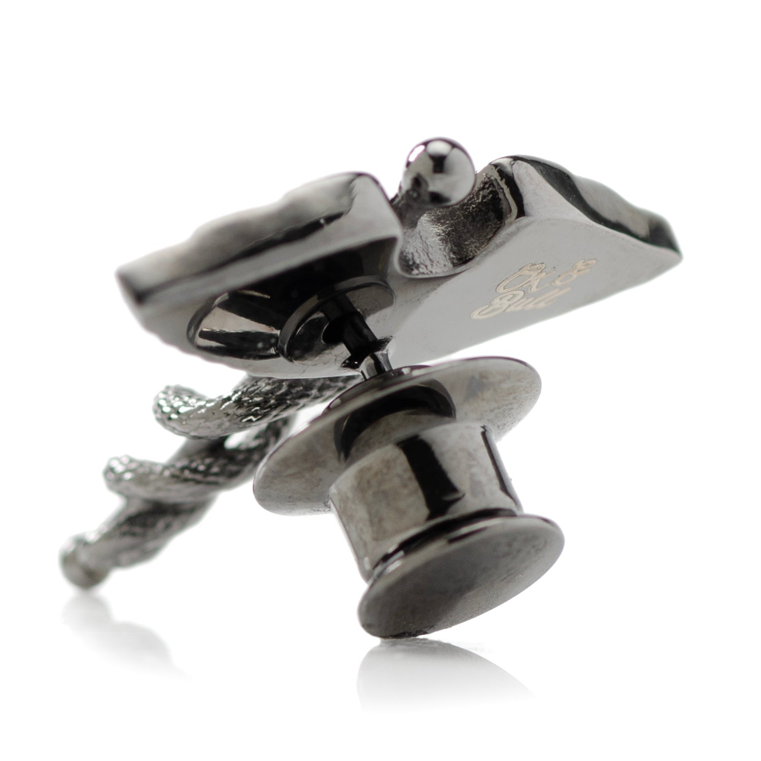 Caduceus Pave Gunmetal Lapel Pin by Cufflinks.com