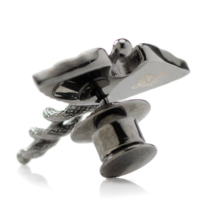Caduceus Pave Gunmetal Lapel Pin by Cufflinks.com