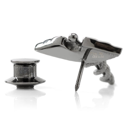 Caduceus Pave Gunmetal Lapel Pin by Cufflinks.com