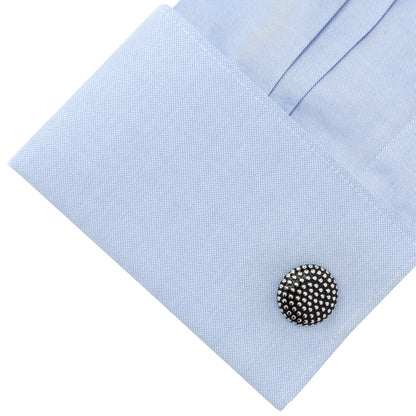 Silver Circle Dot Texture Cufflinks by Cufflinks.com