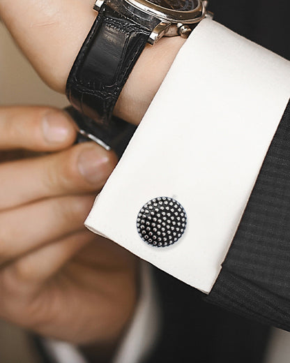 Silver Circle Dot Texture Cufflinks by Cufflinks.com
