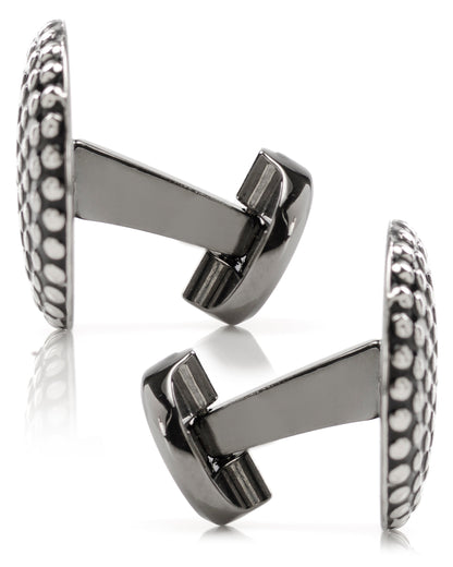 Silver Circle Dot Texture Cufflinks by Cufflinks.com