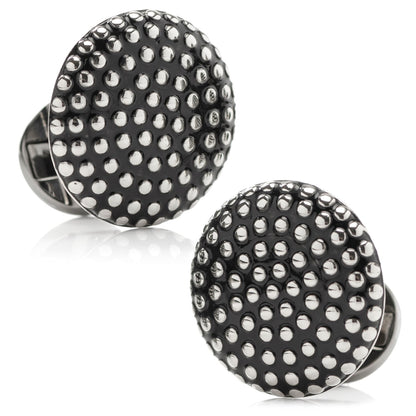Silver Circle Dot Texture Cufflinks by Cufflinks.com