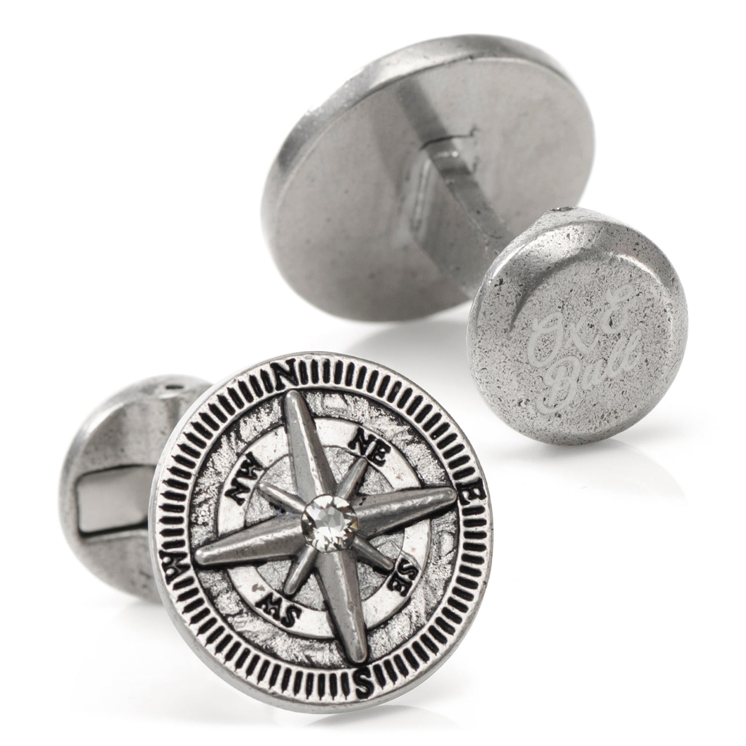 Antique Compass Stainless Steel Cufflinks by Cufflinks.com