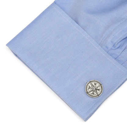Antique Compass Stainless Steel Cufflinks by Cufflinks.com