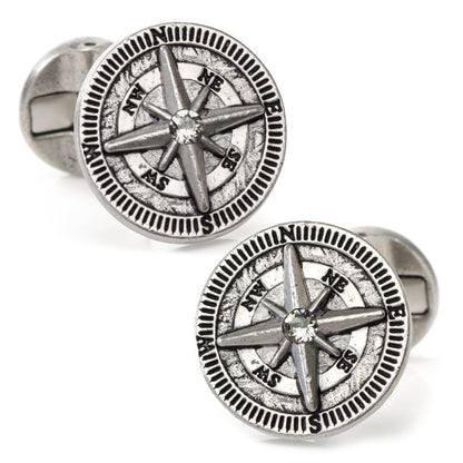 Antique Compass Stainless Steel Cufflinks by Cufflinks.com