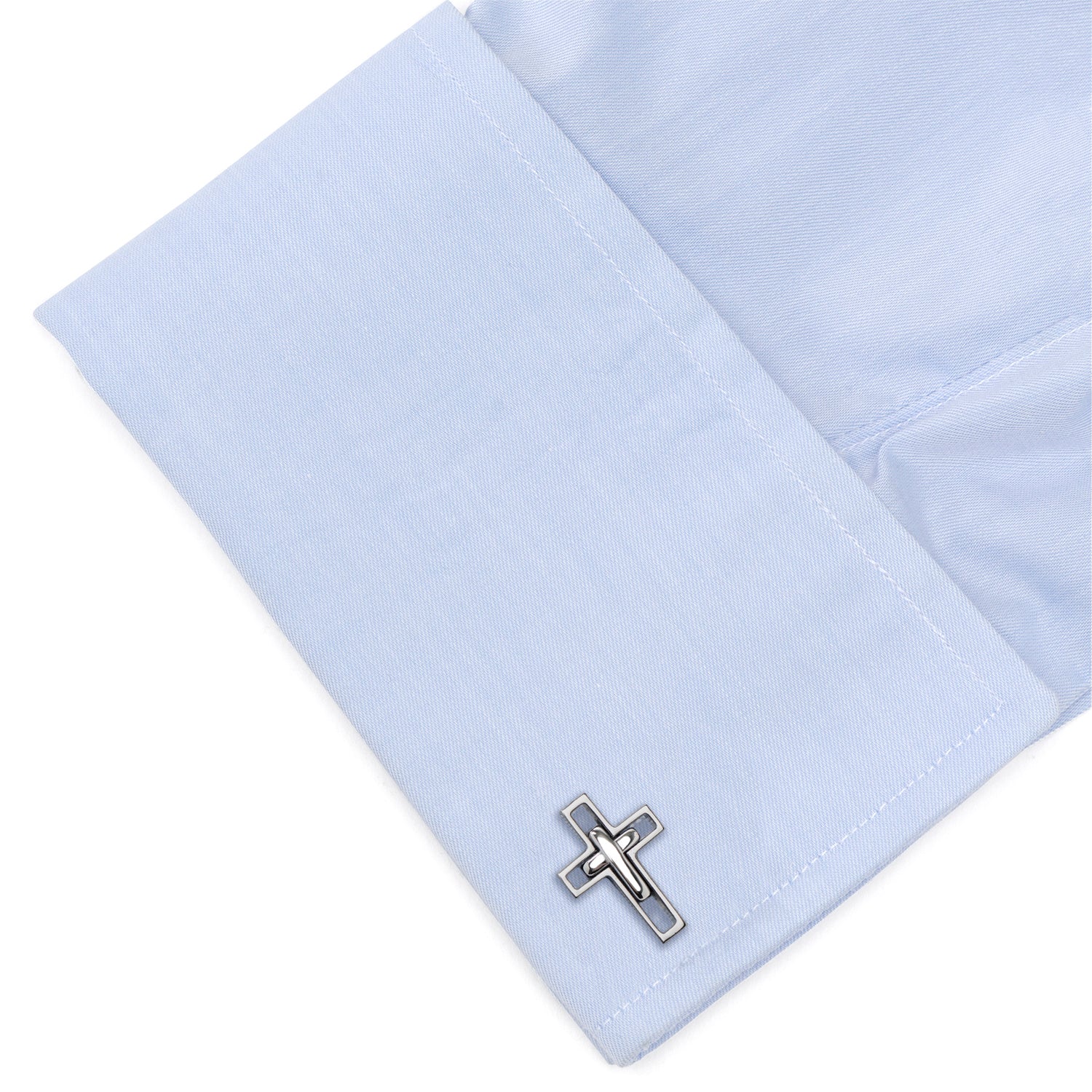 Gun Metal Cut Out Cross Cufflinks by Cufflinks.com