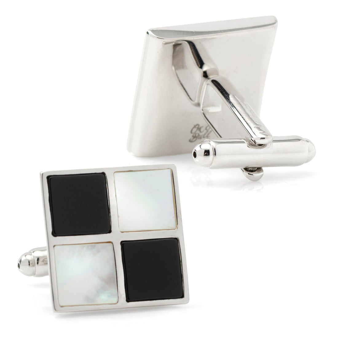 Mother of Pearl and Onyx Check Cufflinks by Cufflinks.com