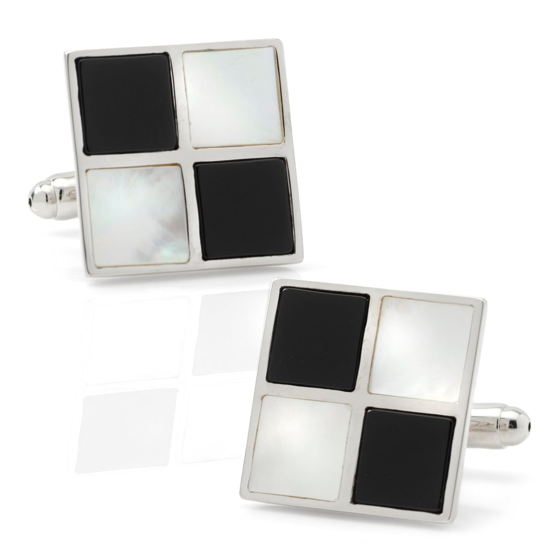 Mother of Pearl and Onyx Check Cufflinks by Cufflinks.com