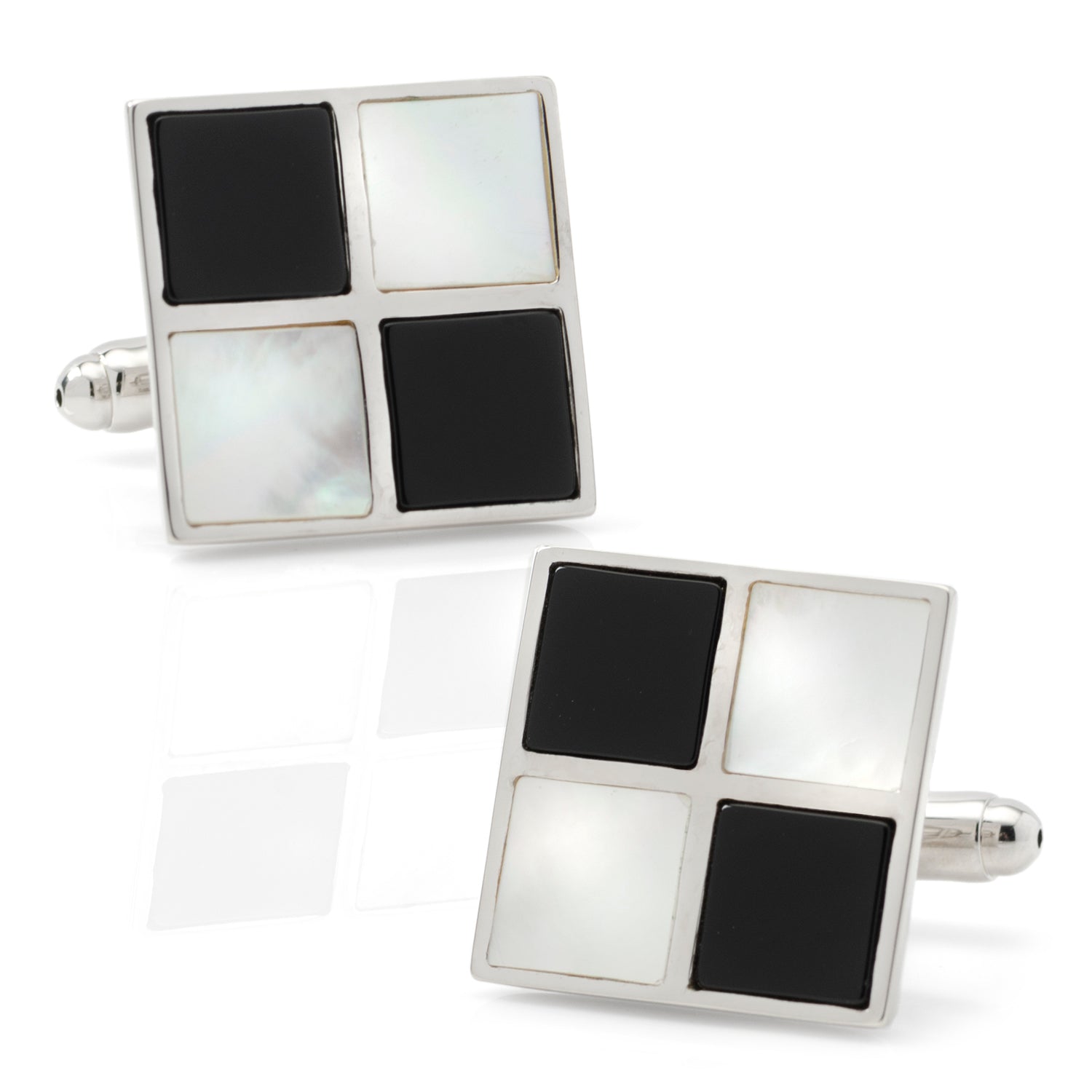 Mother of Pearl and Onyx Check Cufflinks by Cufflinks.com