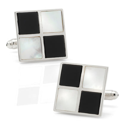 Mother of Pearl and Onyx Check Cufflinks by Cufflinks.com