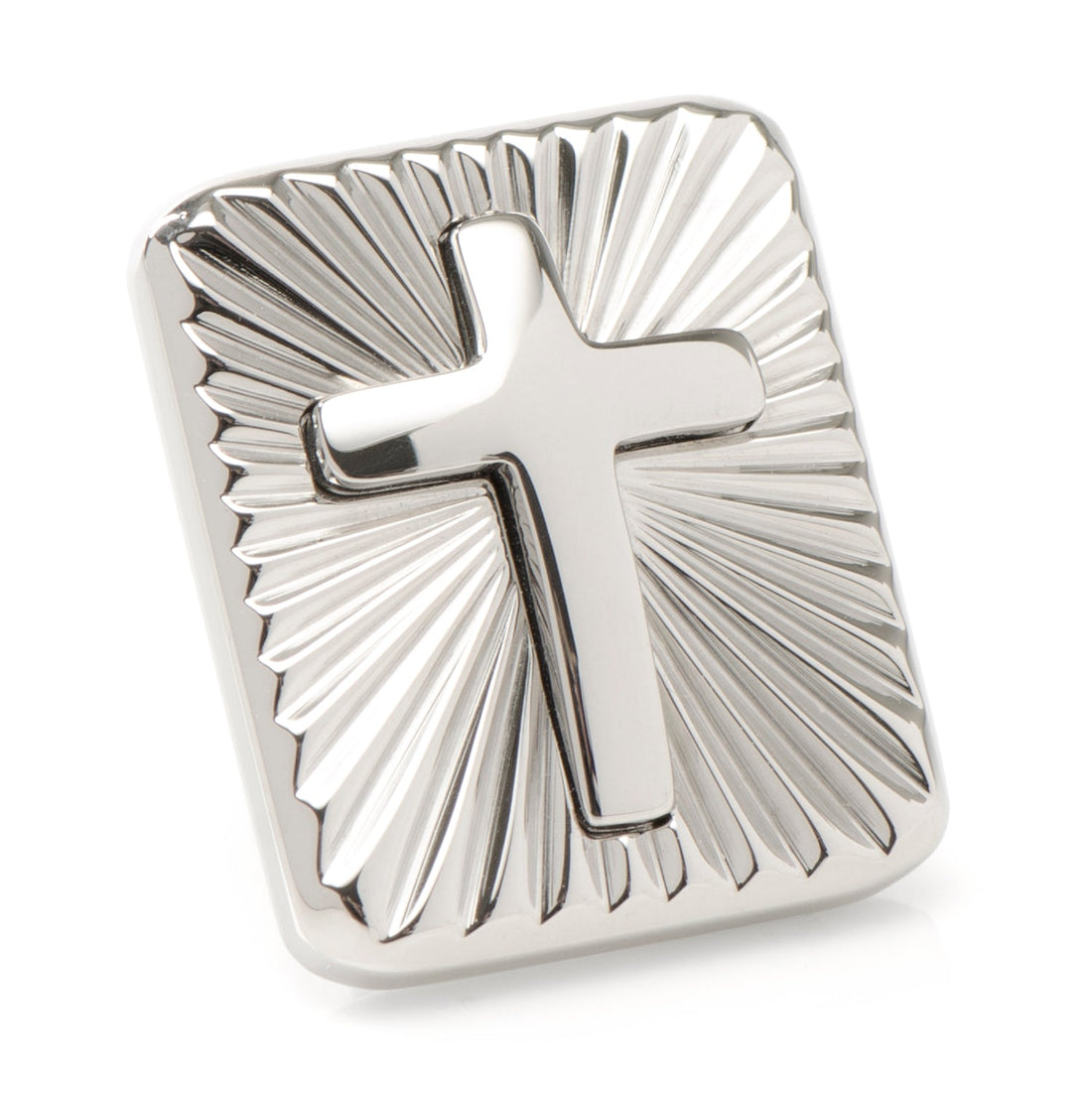 Stainless Steel Radiant Cross Lapel Pin by Cufflinks.com