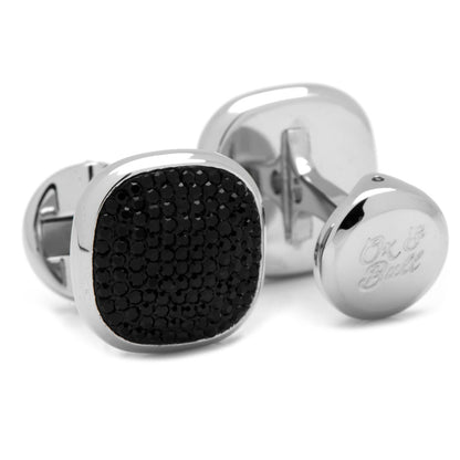 Stainless Steel Black Pave Crystal Cufflinks by Cufflinks.com