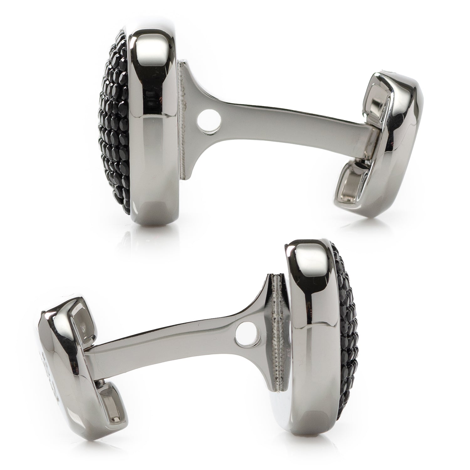 Stainless Steel Black Pave Crystal Cufflinks by Cufflinks.com