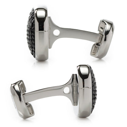Stainless Steel Black Pave Crystal Cufflinks by Cufflinks.com