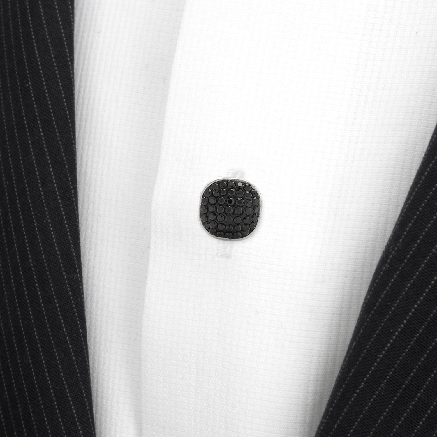 Stainless Steel with Black Pave Crystal 5-Studs by Cufflinks.com
