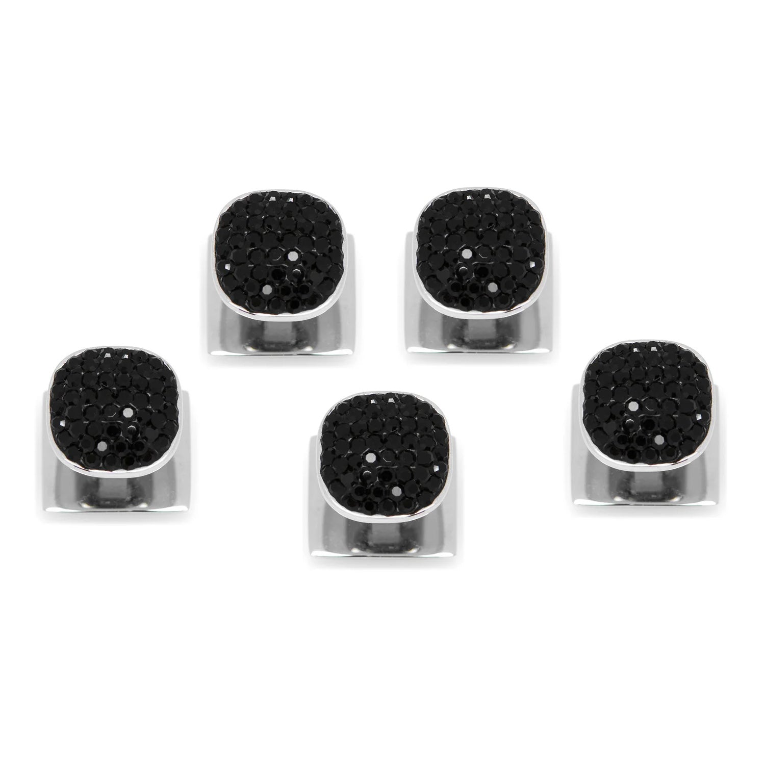 Stainless Steel with Black Pave Crystal 5-Studs by Cufflinks.com