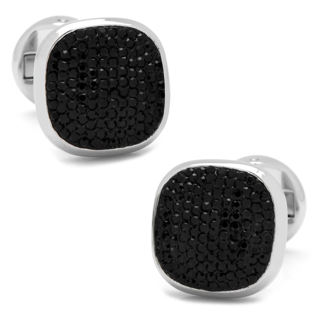 Stainless Steel Black Pave Crystal Cufflinks by Cufflinks.com