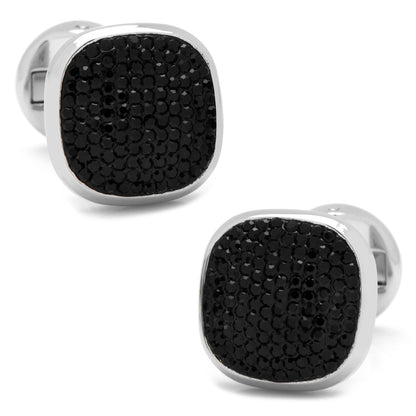 Stainless Steel Black Pave Crystal Cufflinks by Cufflinks.com