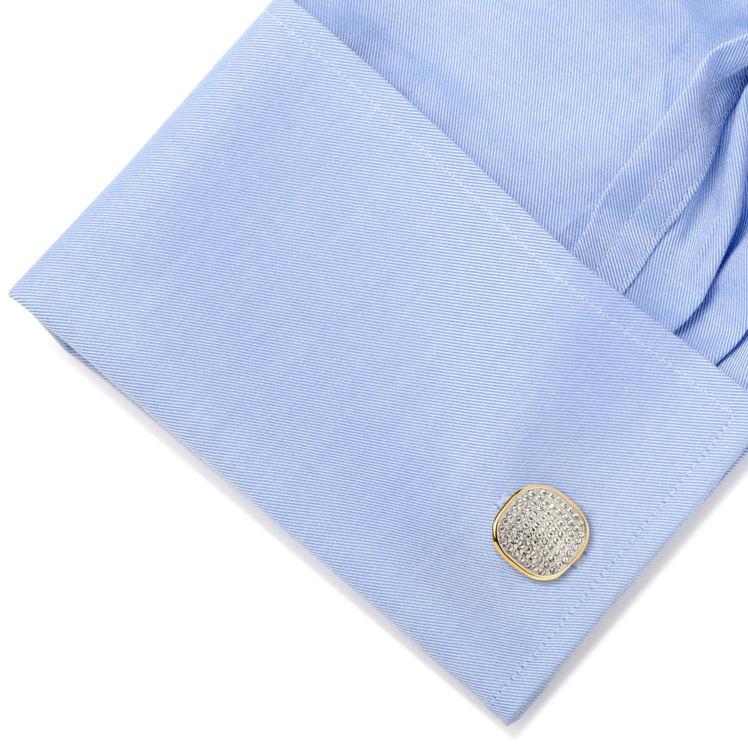 Stainless Steel Gold Plated White Pave Crystal Cufflinks by Cufflinks.com