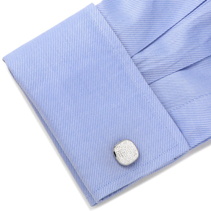Stainless Steel White Pave Crystal Cufflinks by Cufflinks.com