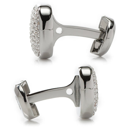 Stainless Steel White Pave Crystal Cufflinks by Cufflinks.com