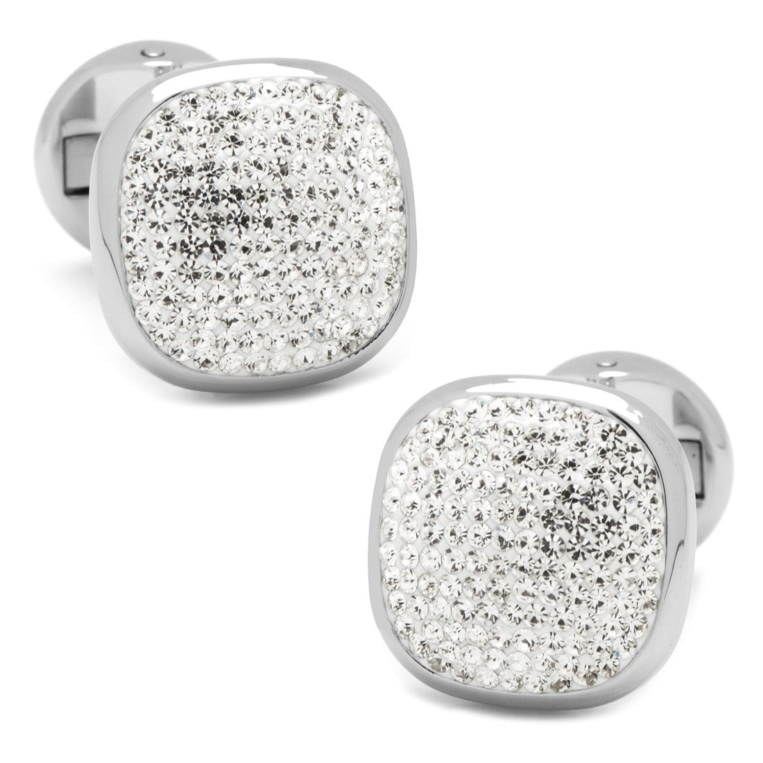Stainless Steel White Pave Crystal Cufflinks by Cufflinks.com