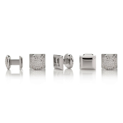 White Pave Crystal 5-Stud Set by Cufflinks.com