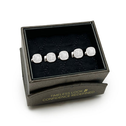 Stainless Steel White Pave Crystal 5-Studs by Cufflinks.com
