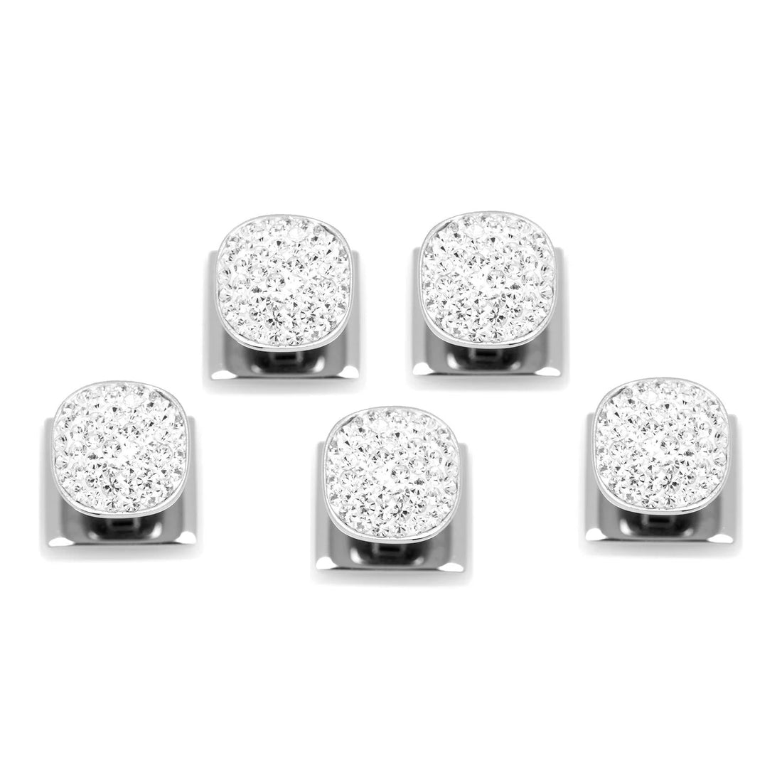 Stainless Steel White Pave Crystal 5-Studs by Cufflinks.com