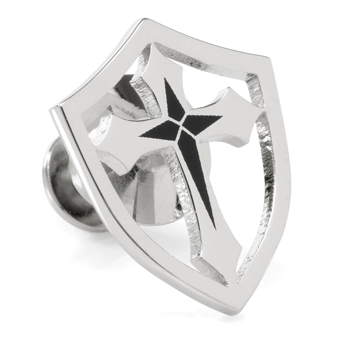 Stainless Steel Cross Shield Lapel Pin by Cufflinks.com