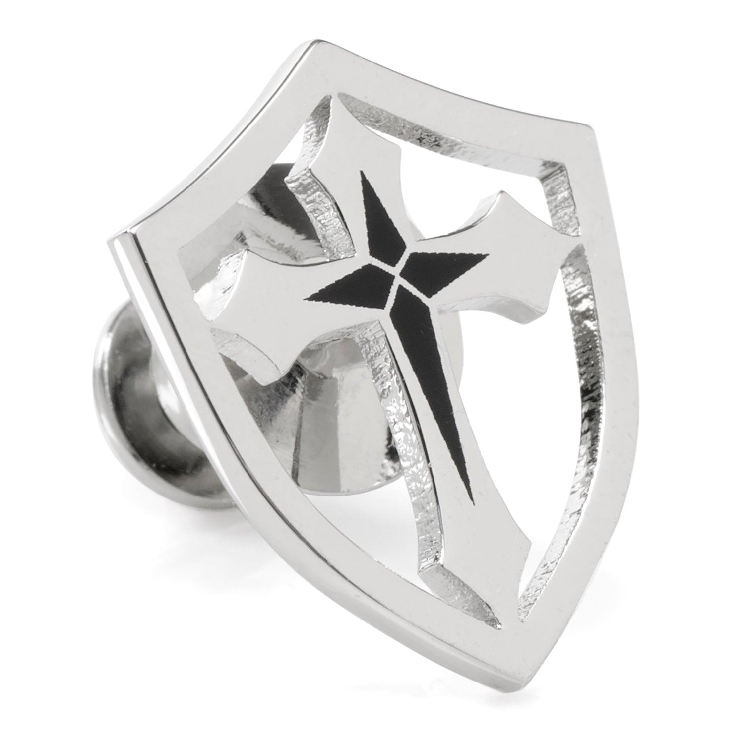 Stainless Steel Cross Shield Lapel Pin by Cufflinks.com