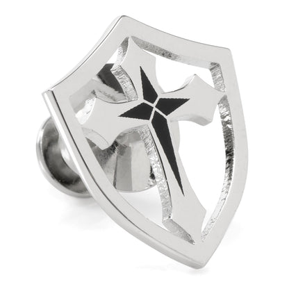 Stainless Steel Cross Shield Lapel Pin by Cufflinks.com