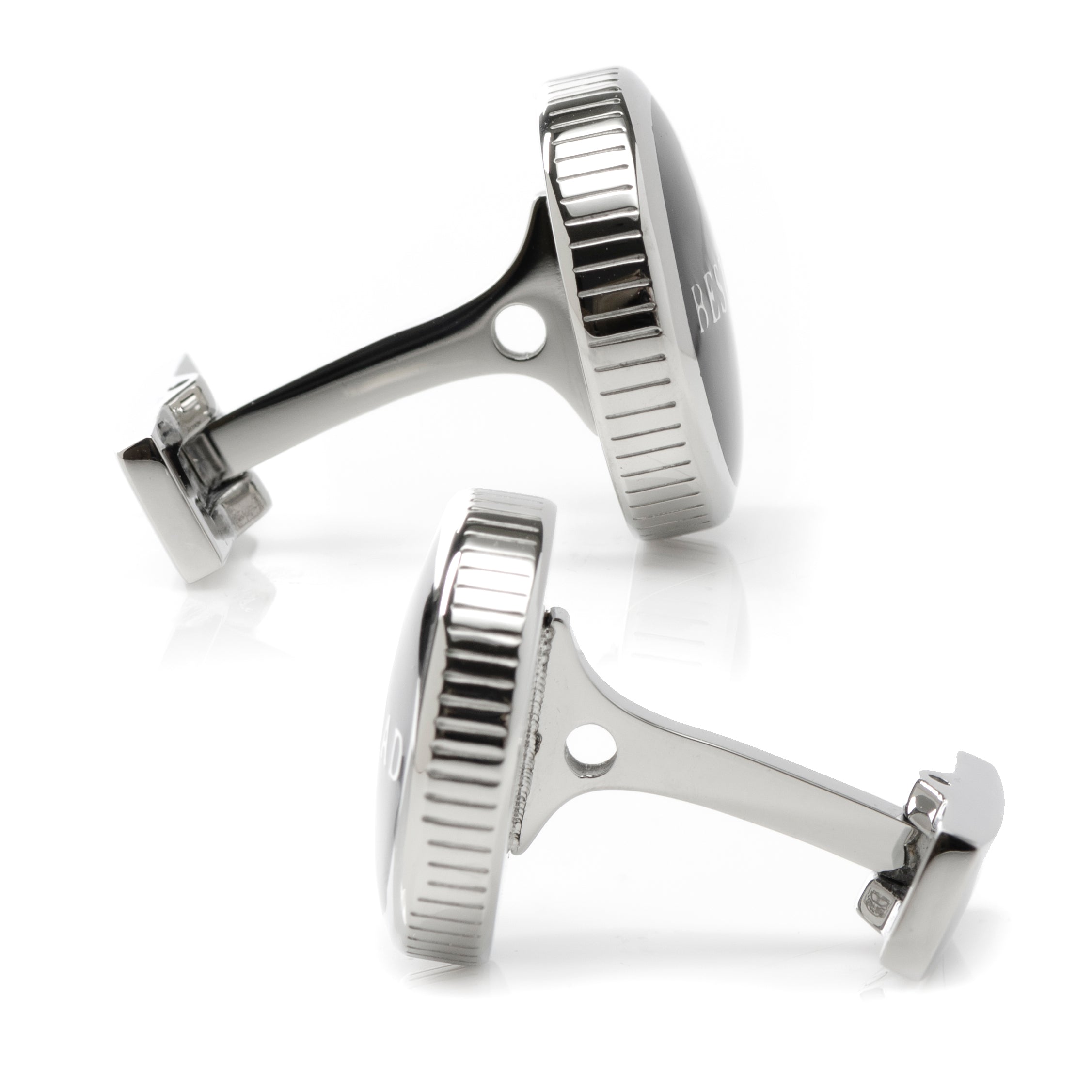Best Dad Black Stainless Steel Cufflinks by Cufflinks.com