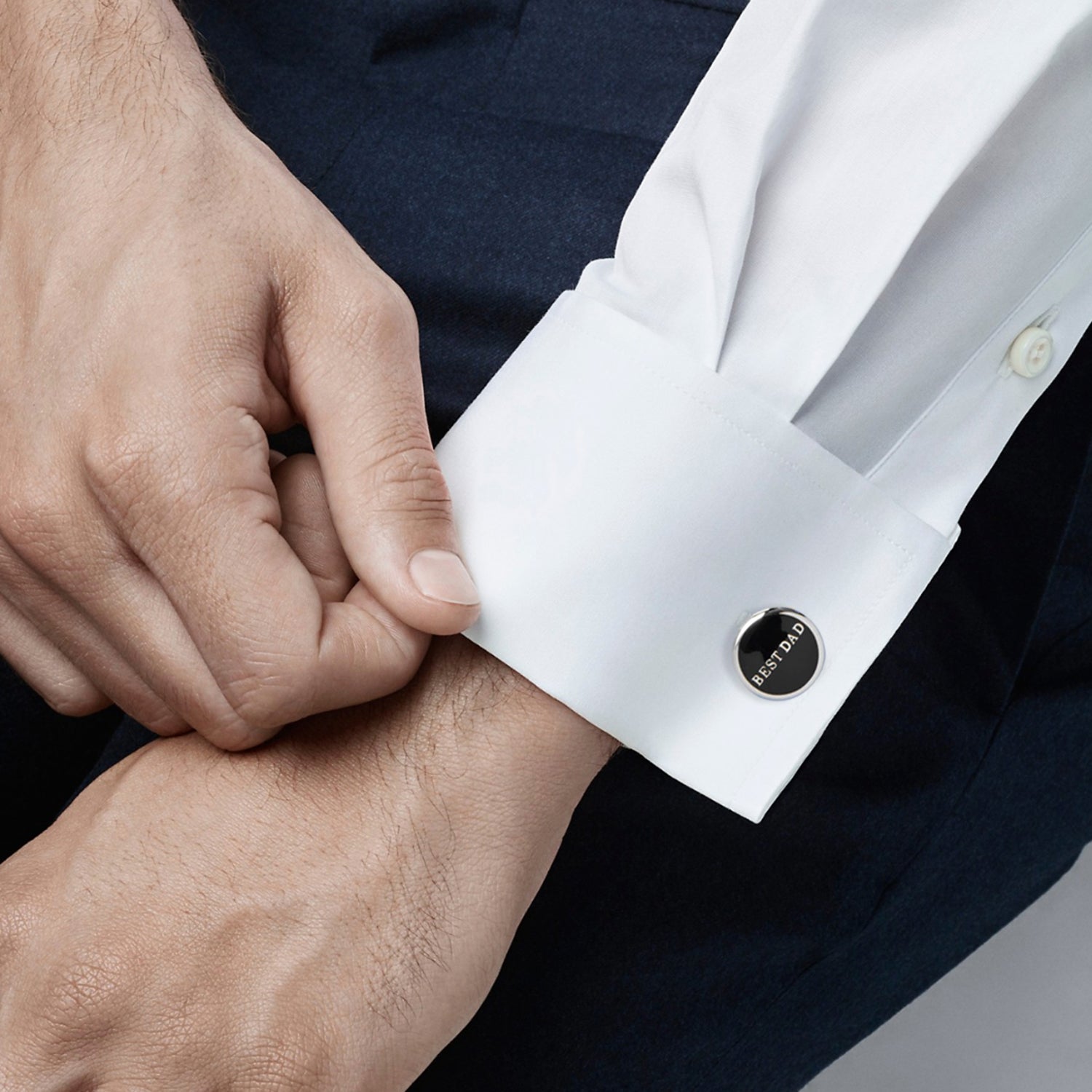 Best Dad Black Stainless Steel Cufflinks by Cufflinks.com