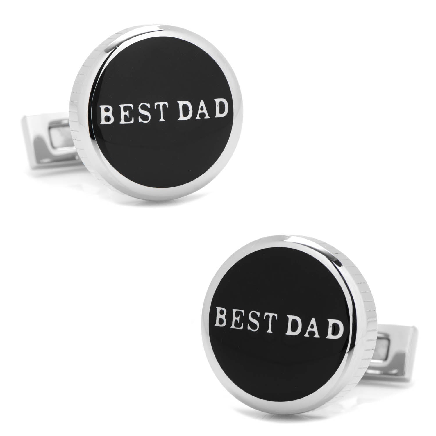 Best Dad Black Stainless Steel Cufflinks by Cufflinks.com